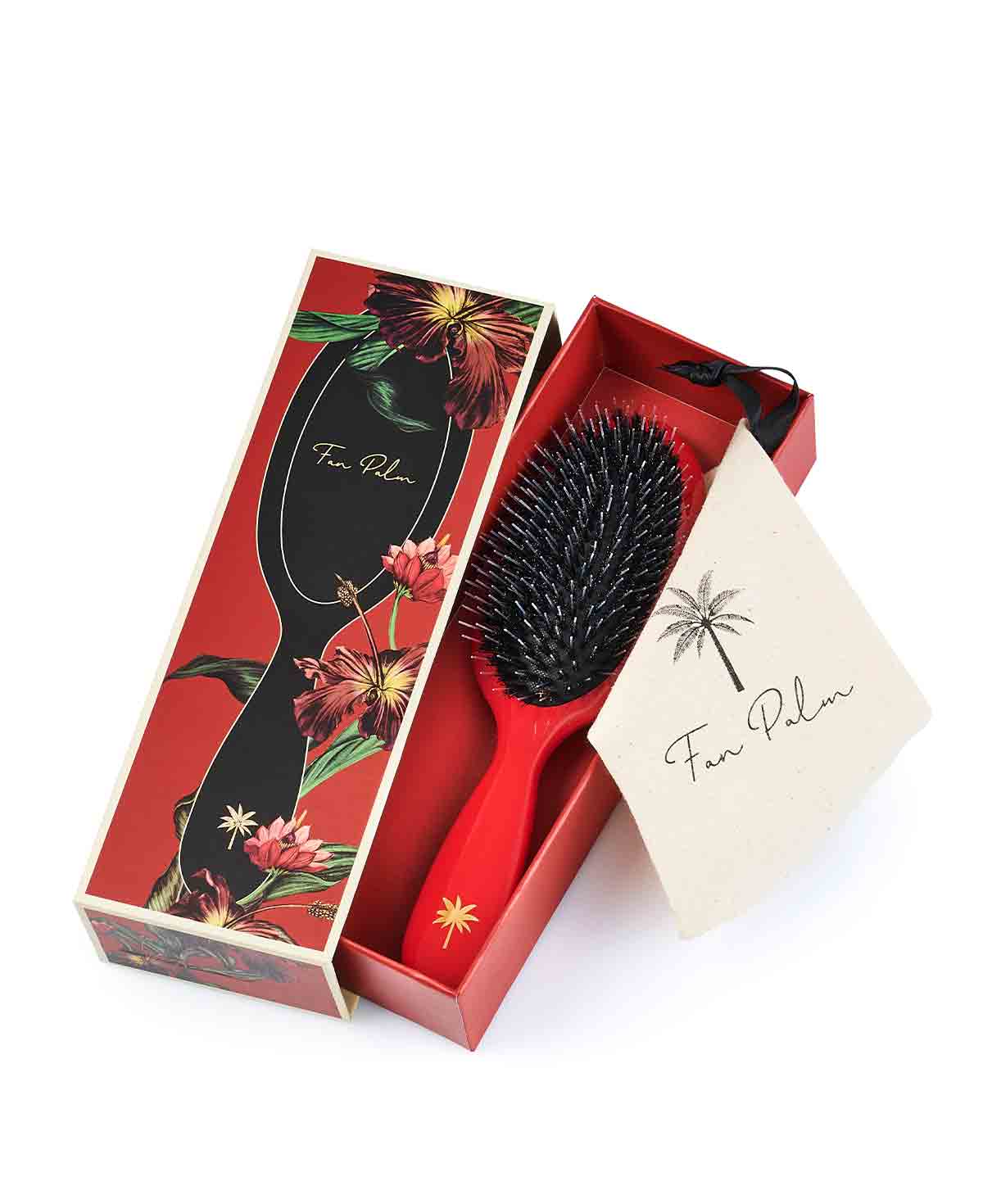 Fan Palm Boar- & Nylon Brush Red Poppy - Medium